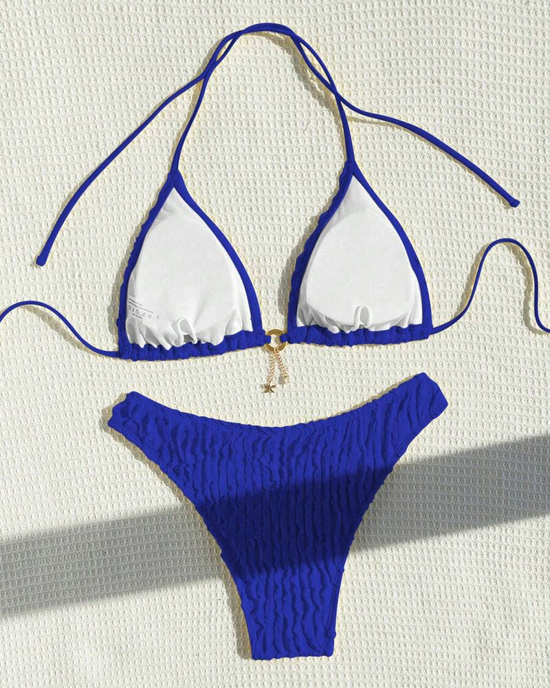 Sexy Solid Color Two Piece Triangle Bikini