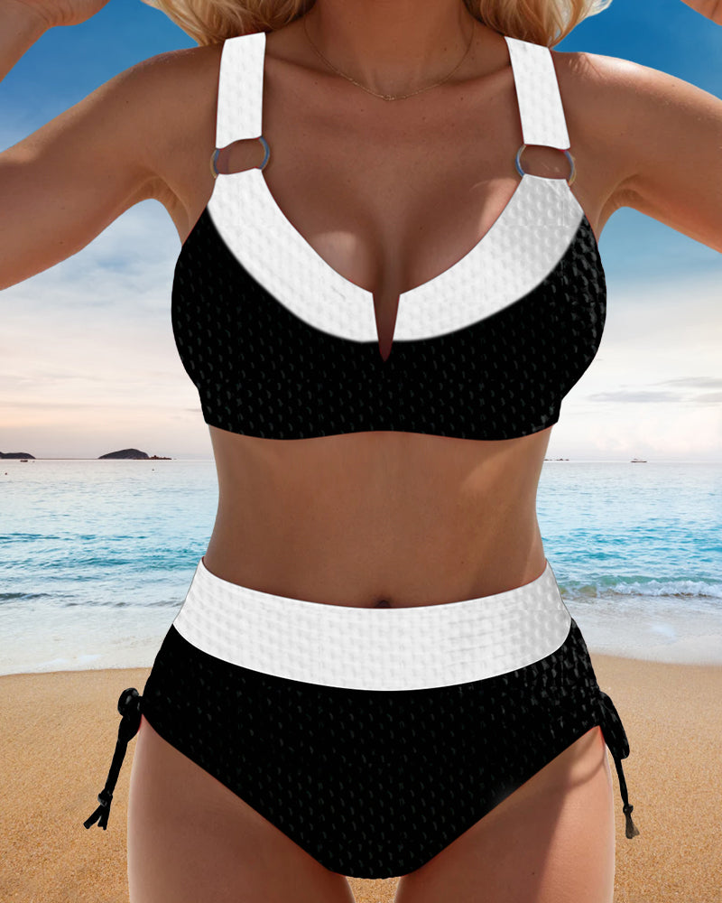 High Waist Contrast Bralette Bikini