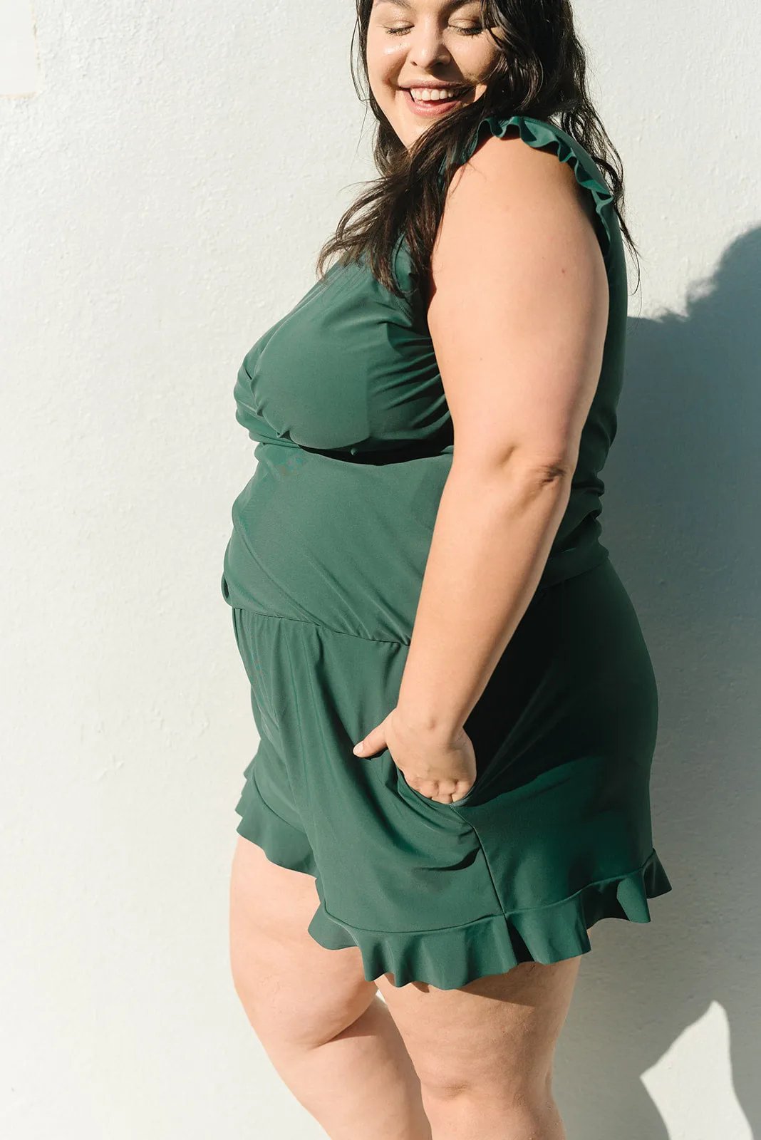 Jolanda | Swimsuit with ruffles & gentle figure shaping
