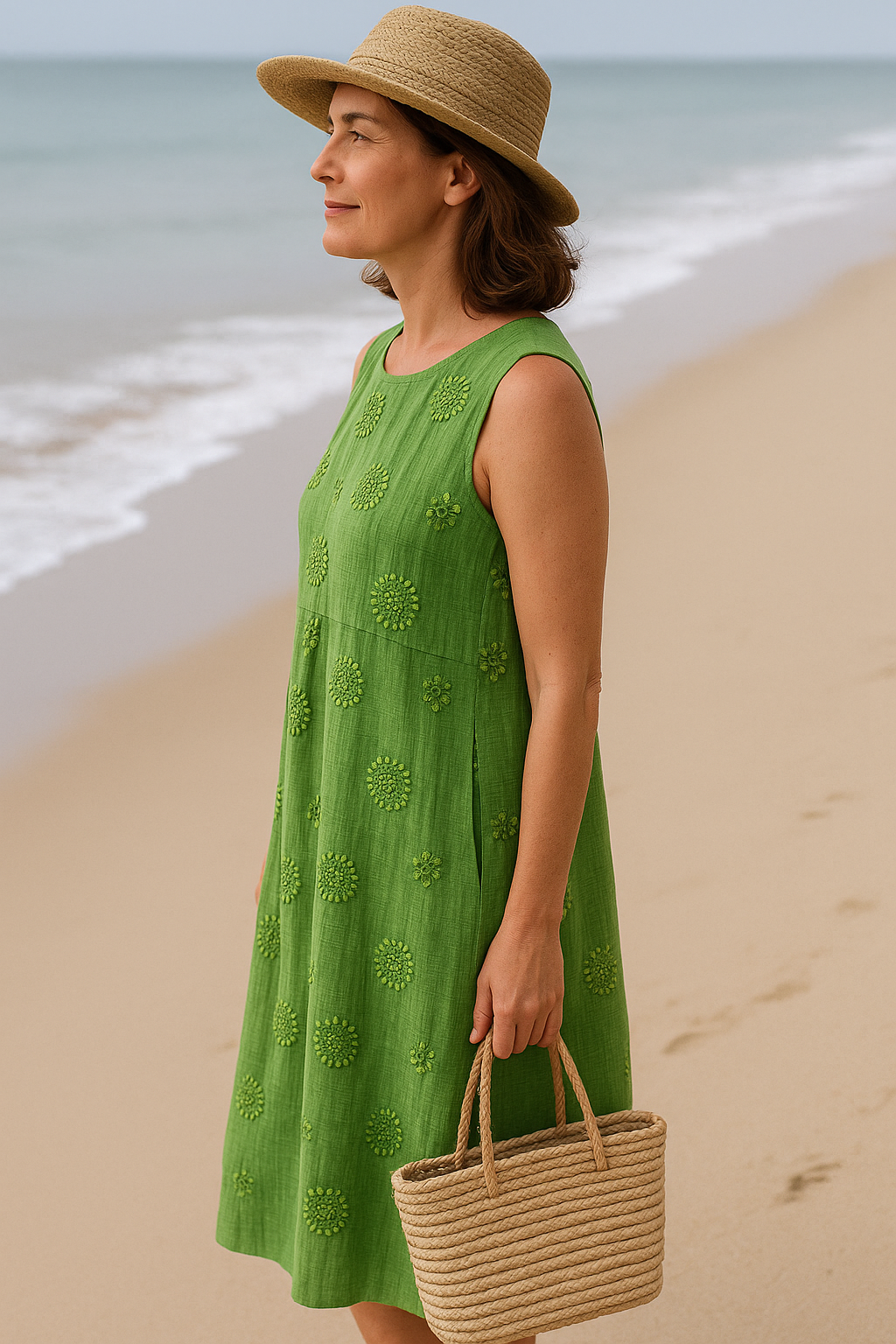 Élodie – Elegant Sleeveless Cotton Dress with Pockets