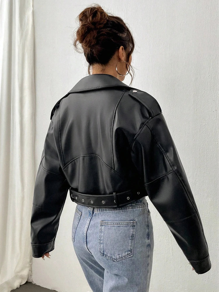 Zeraya™ - Cropped Rebel Moto Jacket