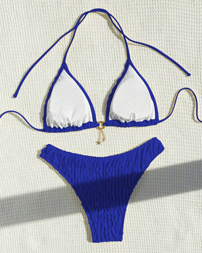 Sexy Solid Color Two Piece Triangle Bikini