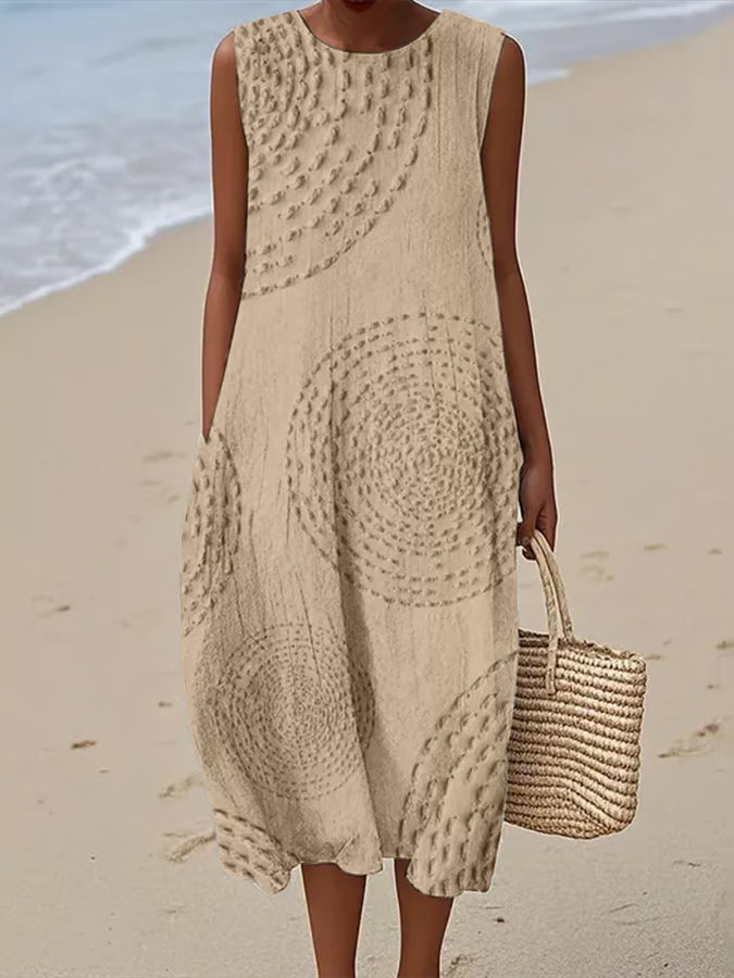 Maelle | Sleeveless Long Dress with Textured Pattern