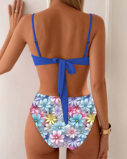 Sexy Contrast Print Bra Swimsuit