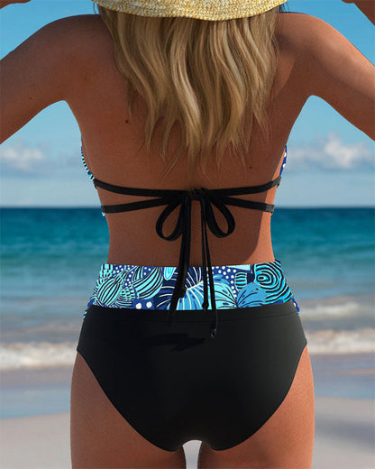 Sexy Halterneck Bikini with Printed Bra