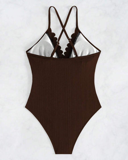 Sexy Hollow Solid One-piece Swimsuit