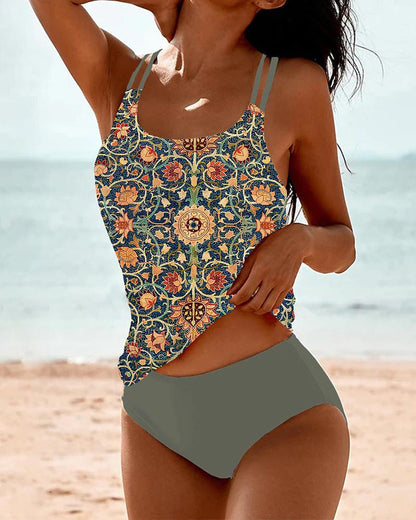 Jade | Printed Tankini with Dual Straps