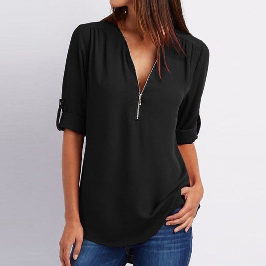 Lizzy™ - Elegant Zippered Top