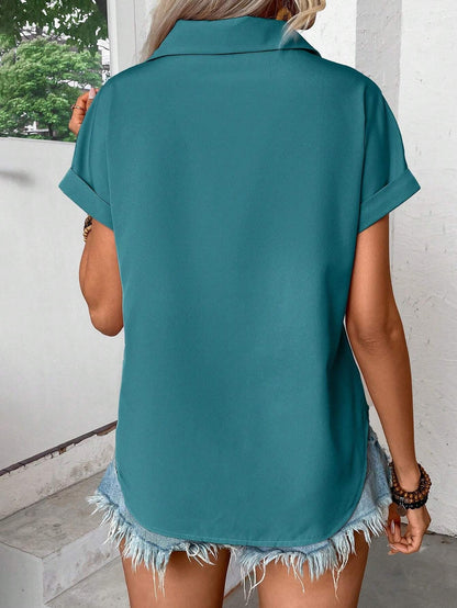 Camalia™ - Pleated Button-Up Top