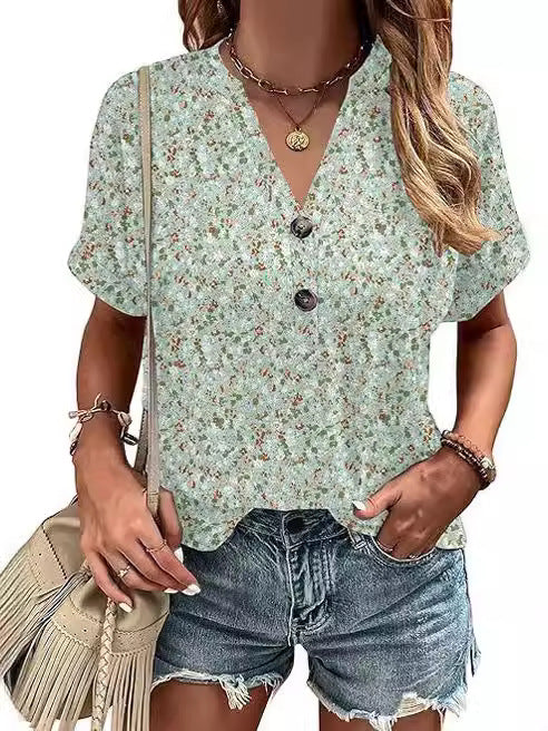 Aeliana™ - Floral Buttoned Blouse
