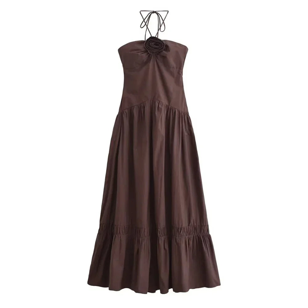 Jackie™ - Rose Detail Halter Dress