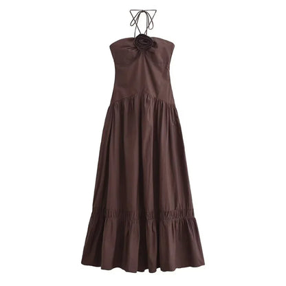 Jackie™ - Rose Detail Halter Dress