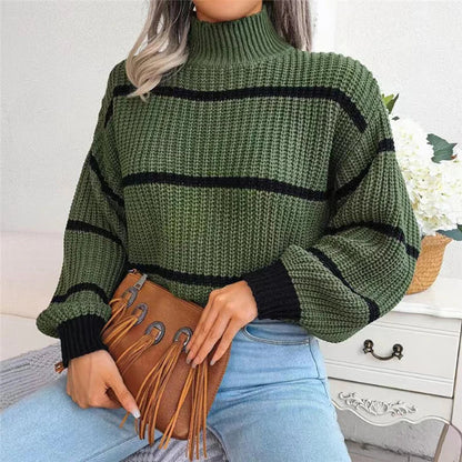 Naelya™ - Monochrome Striped Sweater