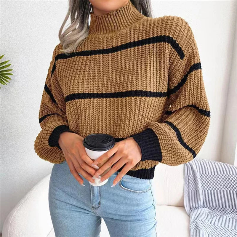 Naelya™ - Monochrome Striped Sweater