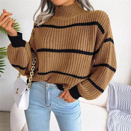 Naelya™ - Monochrome Striped Sweater