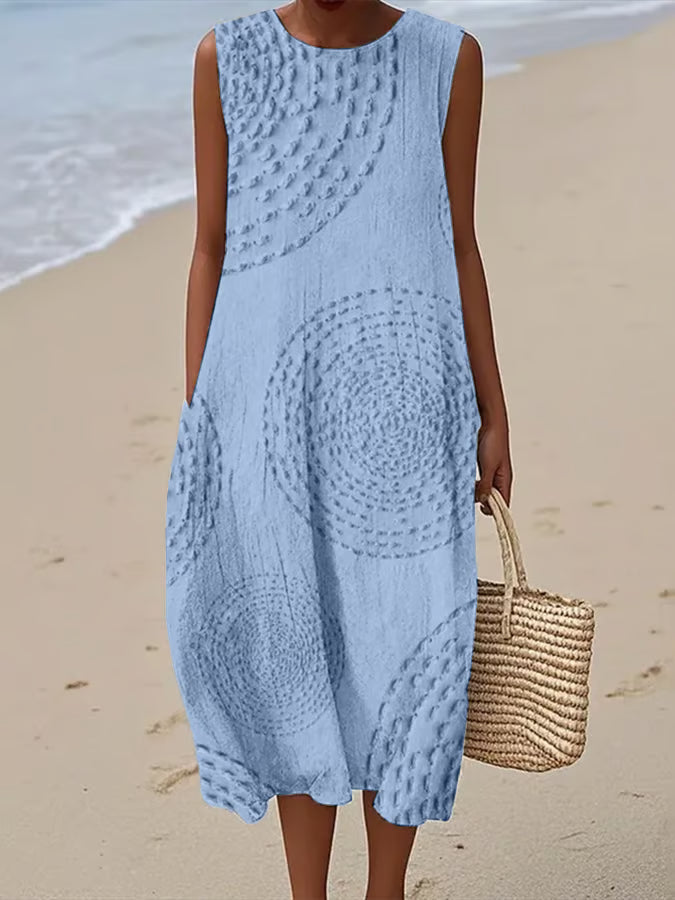 Maelle | Sleeveless Long Dress with Textured Pattern