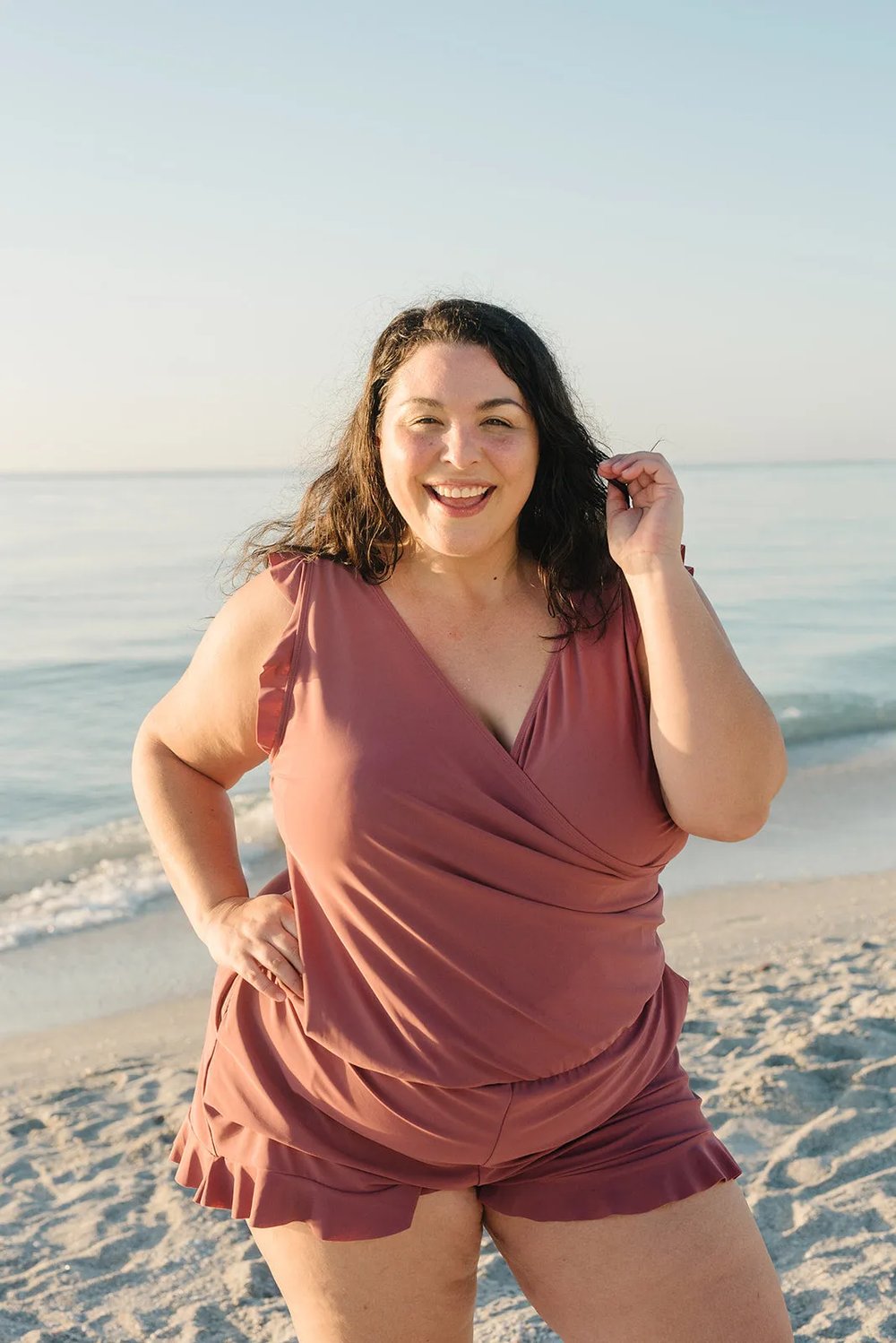 Jolanda | Swimsuit with ruffles & gentle figure shaping