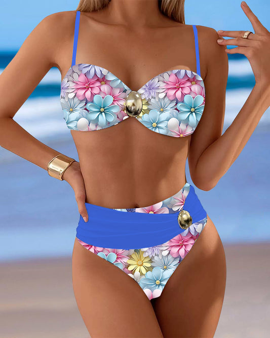 Sexy Contrast Print Bra Swimsuit