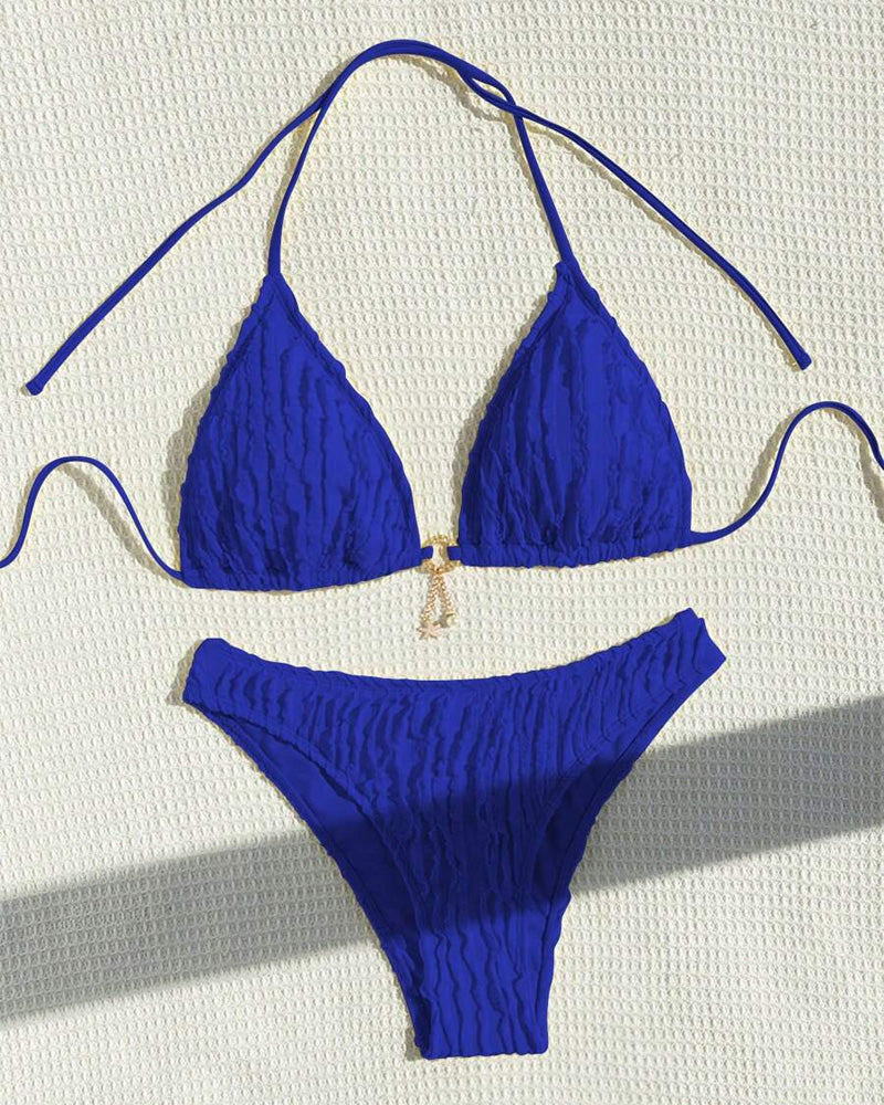Sexy Solid Color Two Piece Triangle Bikini