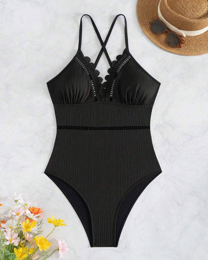 Sexy Hollow Solid One-piece Swimsuit