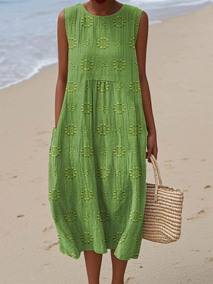 Élodie – Elegant Sleeveless Cotton Dress with Pockets