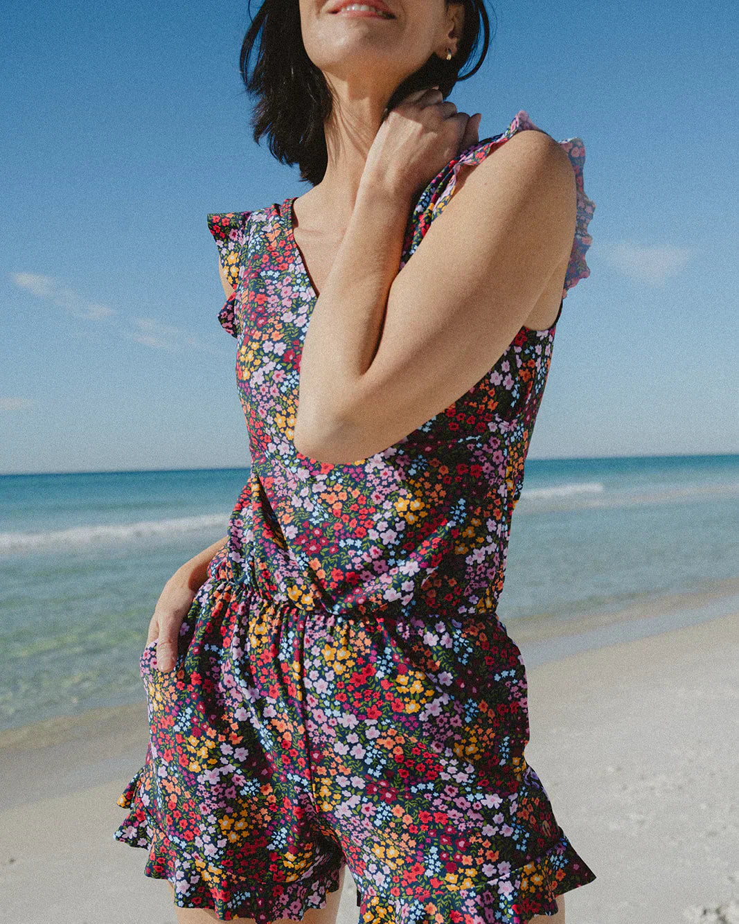 Jolanda | Swimsuit with ruffles & gentle figure shaping
